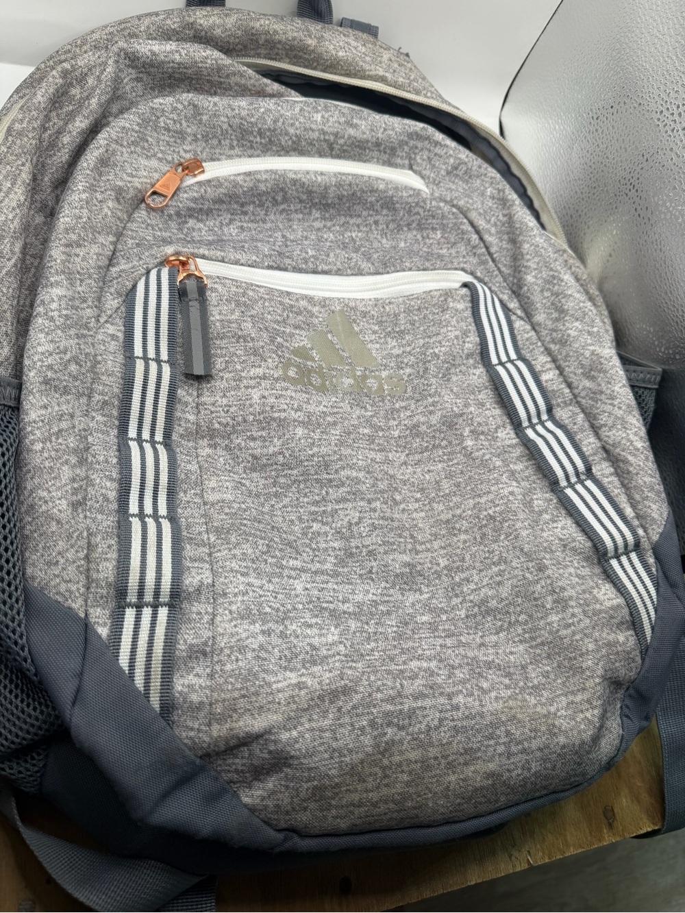 Adidas LoadSpring Gray Heather Backpack Rose Gold School Travel Bag - Picture 3 of 9
